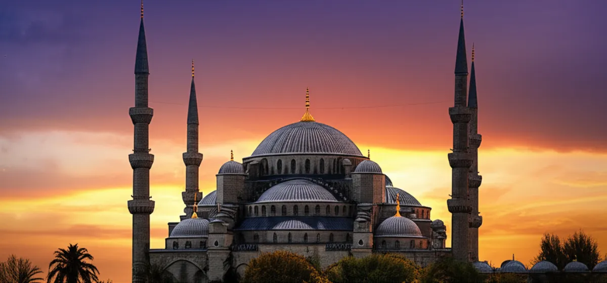 Стамбул — Голубая мечеть на закате